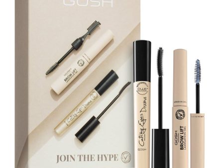 Join The Hype! zestaw Catchy Eyes Drama Mascara tusz do rzęs 10ml + Brow Lift Laminating Gel żel do laminacji brwi 6ml Hot on Sale