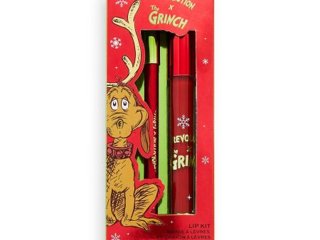 The Grinch x Revolution Little Max Lip Kit zestaw Liquid Lipstick pomadka w płynie 3ml + Lip Liner konturówka do ust 1g Online Sale