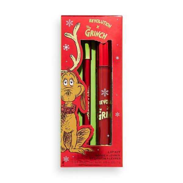 The Grinch x Revolution Little Max Lip Kit zestaw Liquid Lipstick pomadka w płynie 3ml + Lip Liner konturówka do ust 1g Online Sale